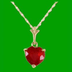 Red Ruby Heart Cut Romantic Ladies 14K Yellow Gold Pendant