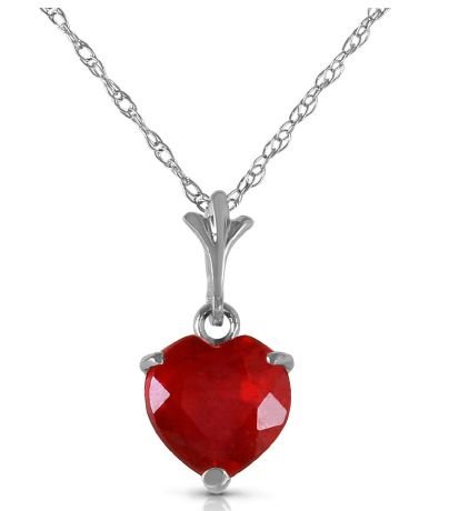 Image 1 of Red Ruby Heart Cut Romantic Ladies 14K White Gold Pendant