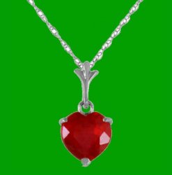 Red Ruby Heart Cut Romantic Ladies 14K White Gold Pendant