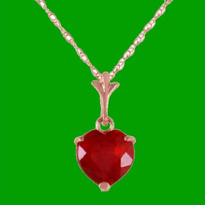 Image 0 of Red Ruby Heart Cut Romantic Ladies 14K Rose Gold Pendant