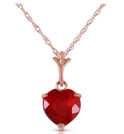 Image 1 of Red Ruby Heart Cut Romantic Ladies 14K Rose Gold Pendant