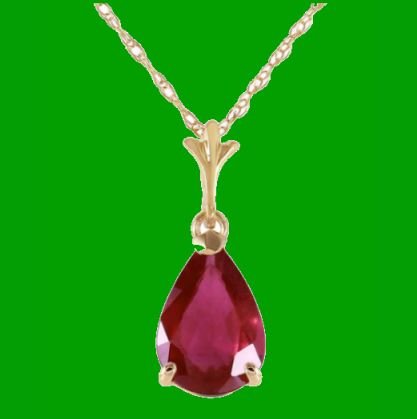 Image 0 of Red Ruby Pear Cut Drop Ladies 14K Yellow Gold Pendant