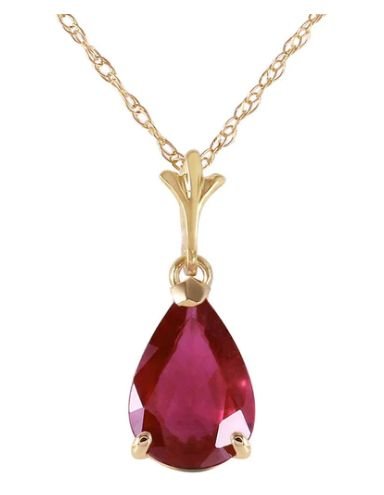 Image 1 of Red Ruby Pear Cut Drop Ladies 14K Yellow Gold Pendant