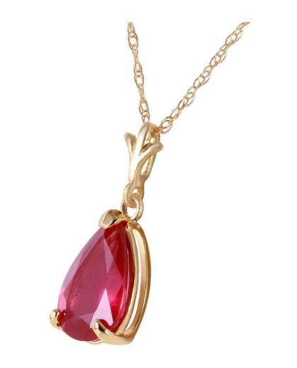 Image 3 of Red Ruby Pear Cut Drop Ladies 14K Yellow Gold Pendant