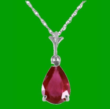 Image 0 of Red Ruby Pear Cut Drop Ladies 14K White Gold Pendant