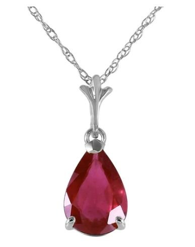 Image 1 of Red Ruby Pear Cut Drop Ladies 14K White Gold Pendant