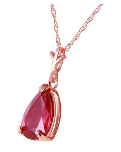 Image 3 of Red Ruby Pear Cut Drop Ladies 14K Rose Gold Pendant