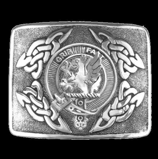 Image 0 of Leslie Clan Badge Interlace Mens Sterling Silver Kilt Belt Buckle