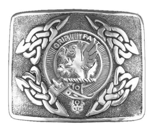 Image 1 of Leslie Clan Badge Interlace Mens Sterling Silver Kilt Belt Buckle