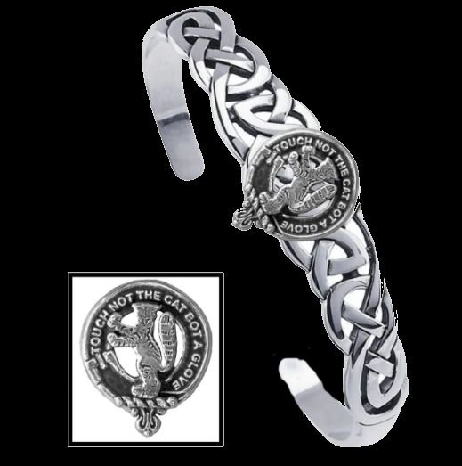 Image 0 of MacIntosh Clan Badge Sterling Silver Clan Crest Interlace Cuff Bracelet