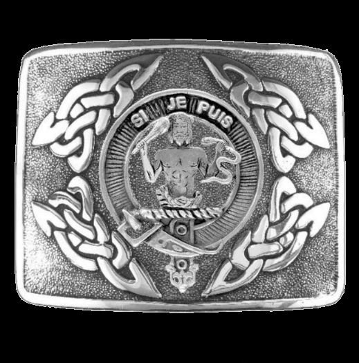 Image 0 of Livingstone Clan Badge Interlace Mens Sterling Silver Kilt Belt Buckle