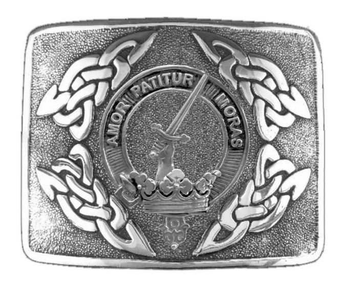 Image 1 of Lumsden Clan Badge Interlace Mens Sterling Silver Kilt Belt Buckle