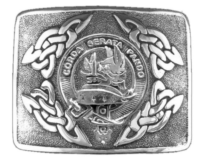 Image 1 of Lockhart Clan Badge Interlace Mens Sterling Silver Kilt Belt Buckle