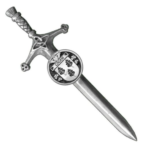 Image 1 of Cogan Irish Coat Of Arms Claddagh Round Silver Family Crest Large Kilt Pin