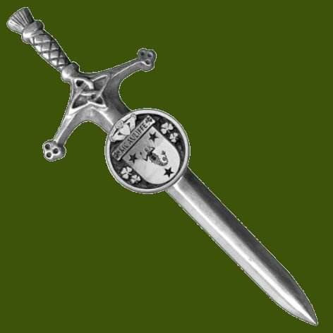 Image 0 of McAuliffe Irish Coat Of Arms Claddagh Round Pewter Family Crest Large Kilt Pin