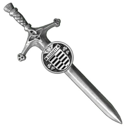 Image 1 of Barrett Irish Coat Of Arms Claddagh Round Silver Family Crest Large Kilt Pin