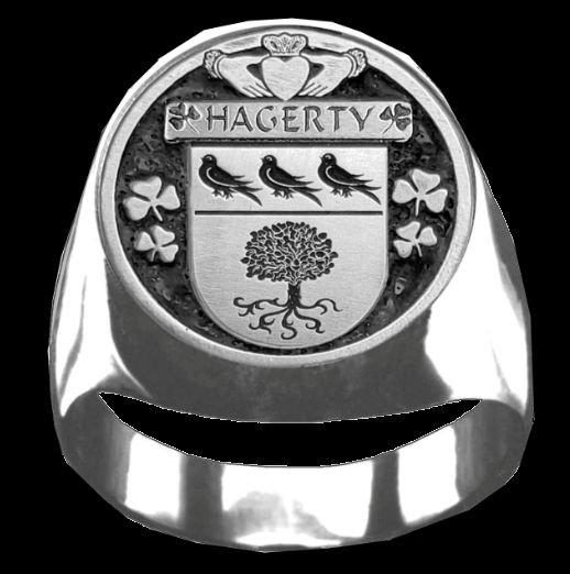 Image 0 of Hagerty Irish Coat Of Arms Family Crest Mens Sterling Silver Ring