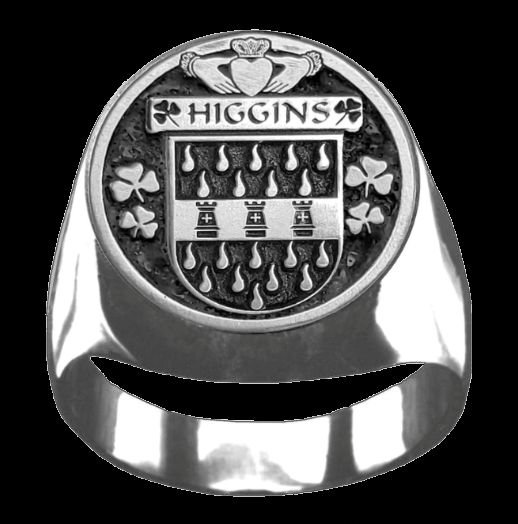 Image 0 of Higgins Irish Coat Of Arms Family Crest Mens Sterling Silver Ring