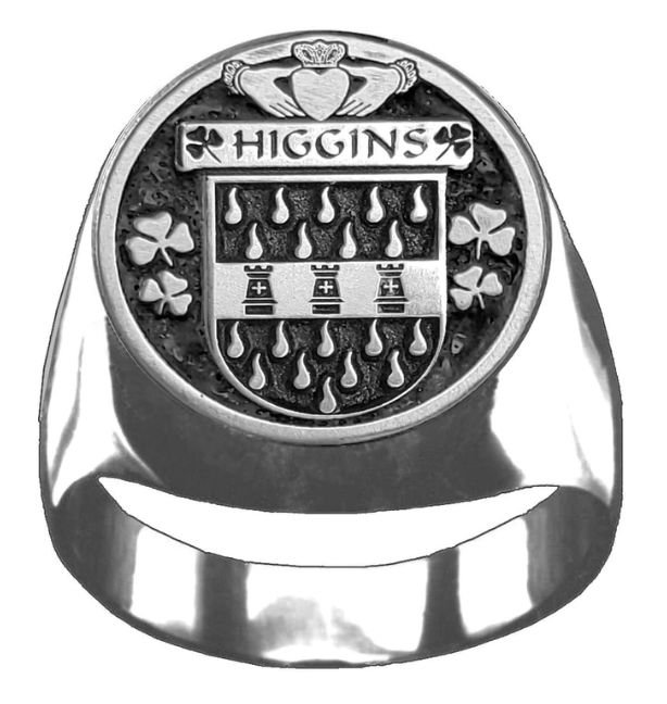 Image 1 of Higgins Irish Coat Of Arms Family Crest Mens Sterling Silver Ring