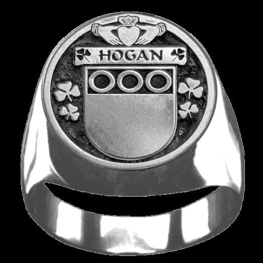Image 0 of Hogan Irish Coat Of Arms Family Crest Mens Sterling Silver Ring