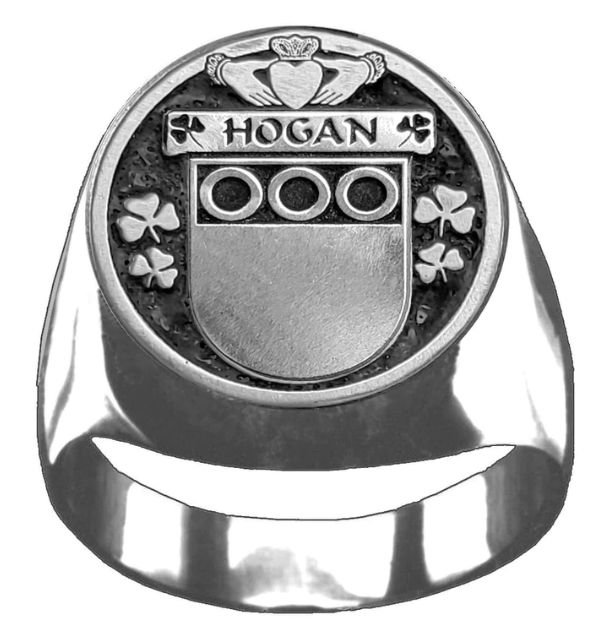 Image 1 of Hogan Irish Coat Of Arms Family Crest Mens Sterling Silver Ring
