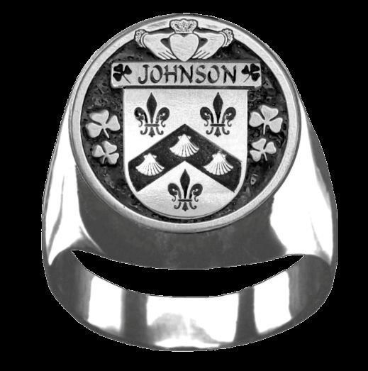 Image 0 of Johnson Irish Coat Of Arms Family Crest Mens Sterling Silver Ring
