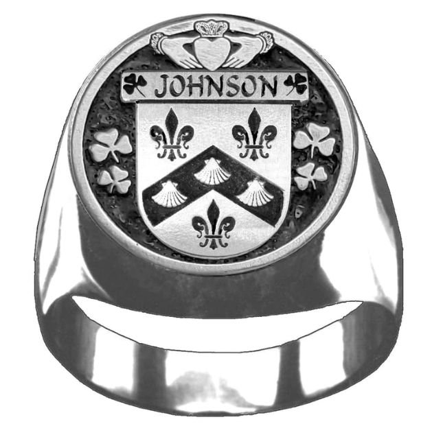Image 1 of Johnson Irish Coat Of Arms Family Crest Mens Sterling Silver Ring