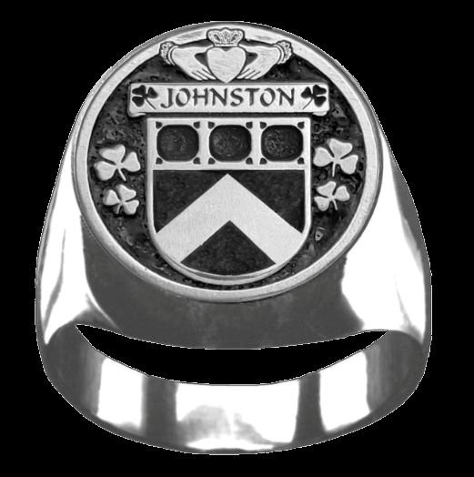 Image 0 of Johnston Irish Coat Of Arms Family Crest Mens Sterling Silver Ring