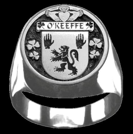 Image 0 of OKeeffe Irish Coat Of Arms Family Crest Mens Sterling Silver Ring