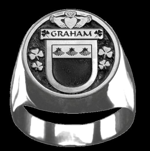 Image 0 of Graham Irish Coat Of Arms Family Crest Mens Sterling Silver Ring