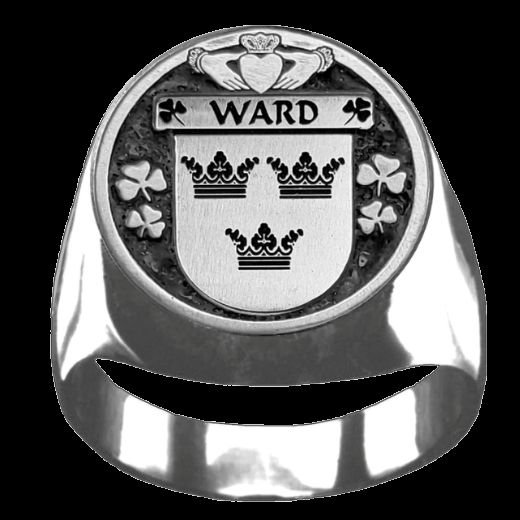 Image 0 of Ward Irish Coat Of Arms Family Crest Mens Sterling Silver Ring