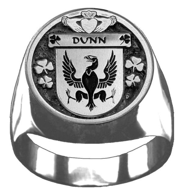 Image 1 of Dunn Irish Coat Of Arms Family Crest Mens Sterling Silver Ring