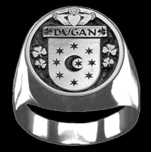 Image 0 of Dugan Irish Coat Of Arms Family Crest Mens Sterling Silver Ring