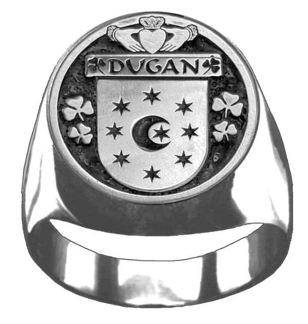 Image 1 of Dugan Irish Coat Of Arms Family Crest Mens Sterling Silver Ring