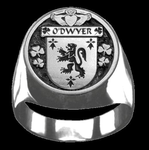 Image 0 of ODwyer Irish Coat Of Arms Family Crest Mens Sterling Silver Ring