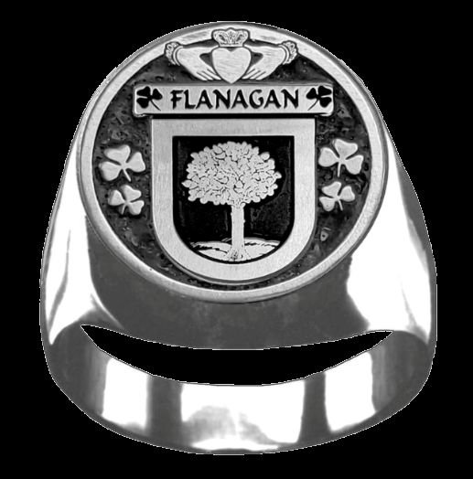 Image 0 of Flanagan Irish Coat Of Arms Family Crest Mens Sterling Silver Ring