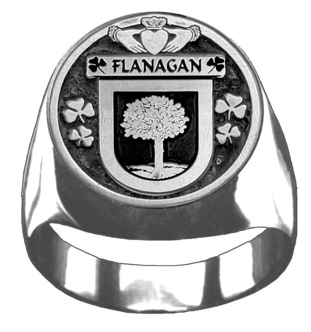 Image 1 of Flanagan Irish Coat Of Arms Family Crest Mens Sterling Silver Ring