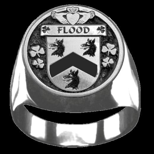 Image 0 of Flood Irish Coat Of Arms Family Crest Mens Sterling Silver Ring