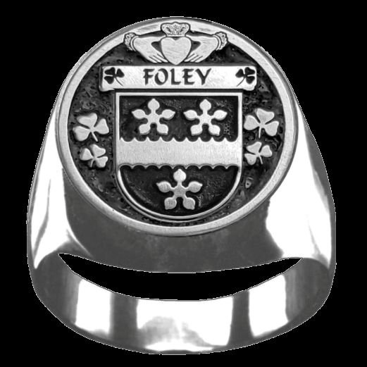 Image 0 of Foley Irish Coat Of Arms Family Crest Mens Sterling Silver Ring