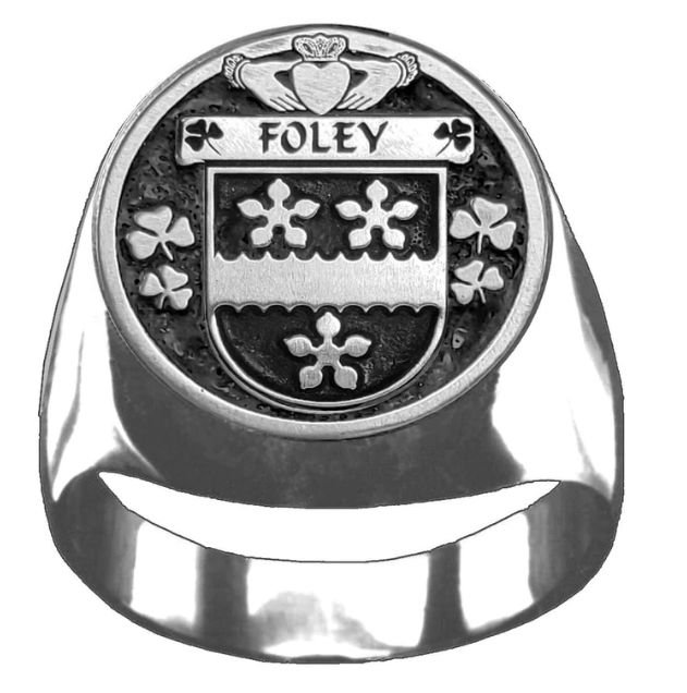 Image 1 of Foley Irish Coat Of Arms Family Crest Mens Sterling Silver Ring
