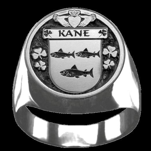 Image 0 of Kane Irish Coat Of Arms Family Crest Mens Sterling Silver Ring