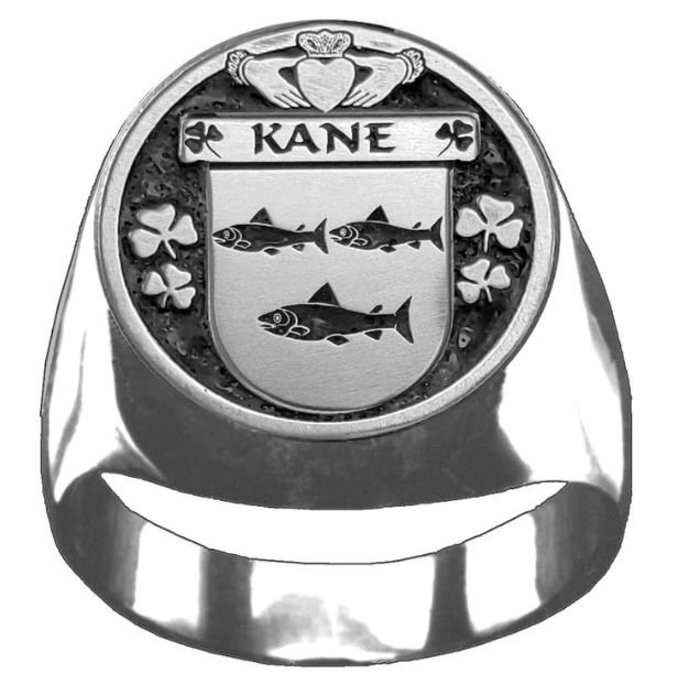 Image 1 of Kane Irish Coat Of Arms Family Crest Mens Sterling Silver Ring