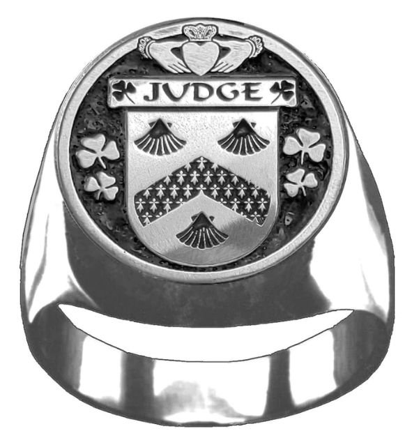 Image 1 of Judge Irish Coat Of Arms Family Crest Mens Sterling Silver Ring
