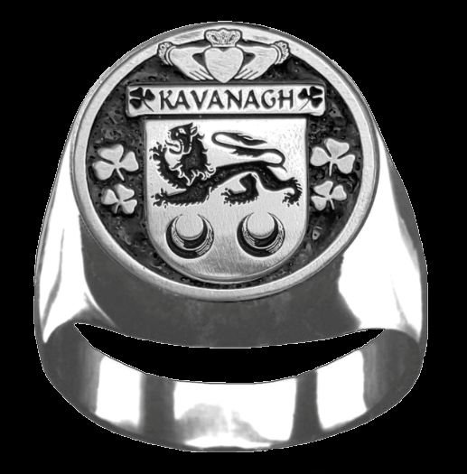 Image 0 of Kavanagh Irish Coat Of Arms Family Crest Mens Sterling Silver Ring