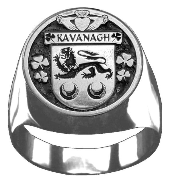 Image 1 of Kavanagh Irish Coat Of Arms Family Crest Mens Sterling Silver Ring