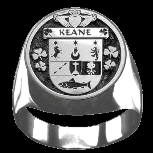 Image 0 of Keane Irish Coat Of Arms Family Crest Mens Sterling Silver Ring