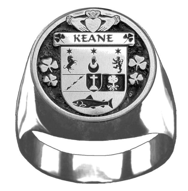 Image 1 of Keane Irish Coat Of Arms Family Crest Mens Sterling Silver Ring