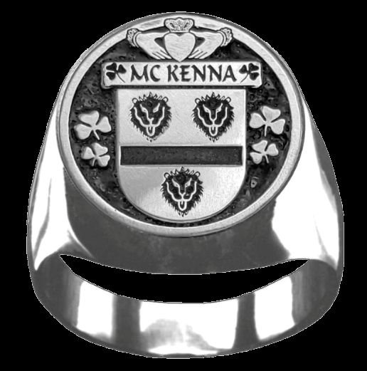 Image 0 of McKenna Irish Coat Of Arms Family Crest Mens Sterling Silver Ring