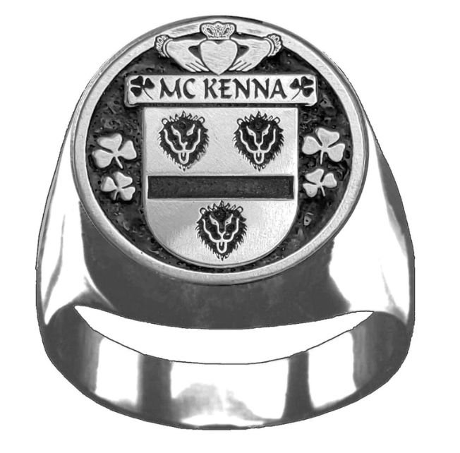 Image 1 of McKenna Irish Coat Of Arms Family Crest Mens Sterling Silver Ring