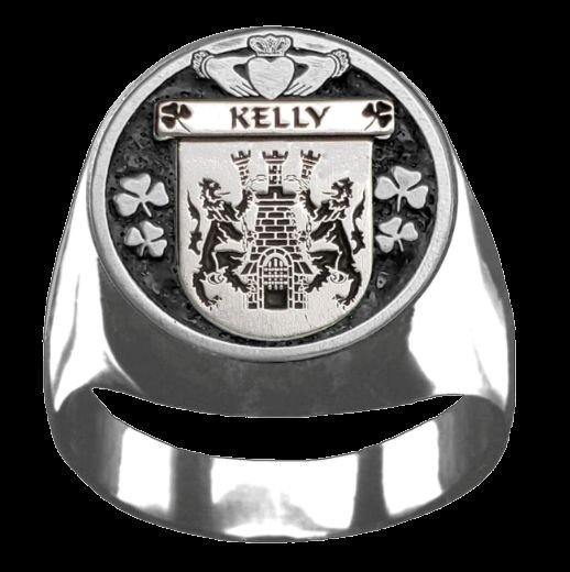 Image 0 of Kelly Irish Coat Of Arms Family Crest Mens Sterling Silver Ring
